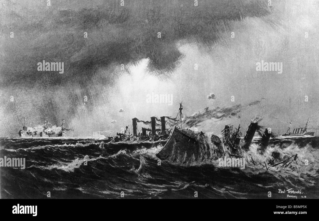9 1914 111 A1 1 e Guerre mondiale bataille navale de Santa Maria 1 Guerre mondiale bataille navale de Santa Maria à la côte du Chili au 1er No Banque D'Images