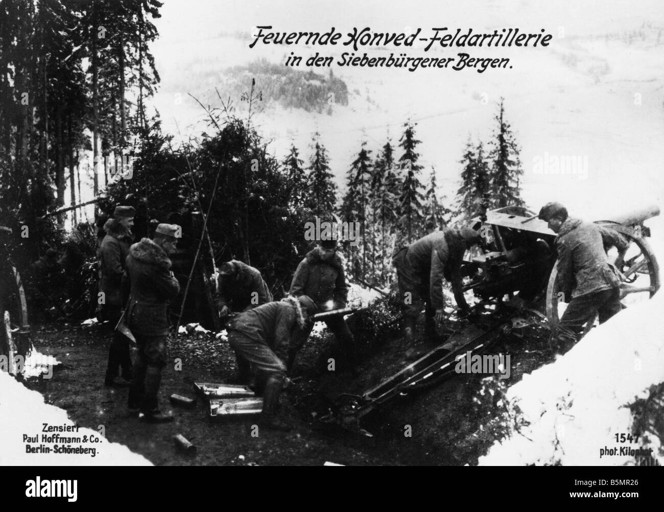 9 1917 1 0 A1 E Honved field artillery, Sieben mont Guerre Mondiale 1 août 1916 Campagne roumaine Roumanie Janvier 1917 Député de tir Banque D'Images