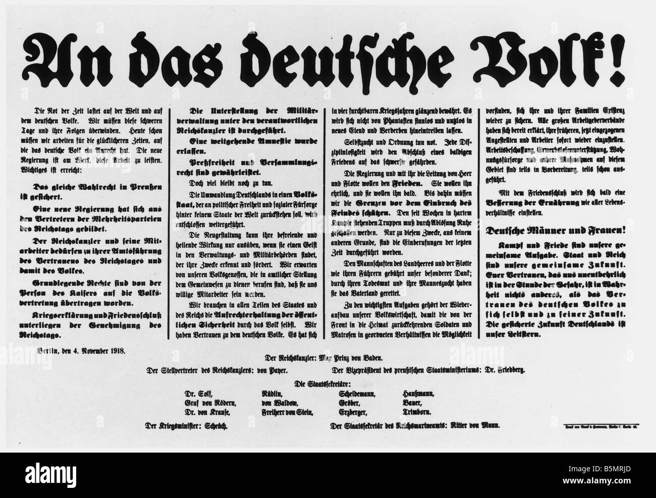 9 1918 114 E1 World War 1 remaniement du gouvernement 1918 World War 1 remaniement du gouvernement et de la réforme de système de gouvernement 1 novembre Banque D'Images