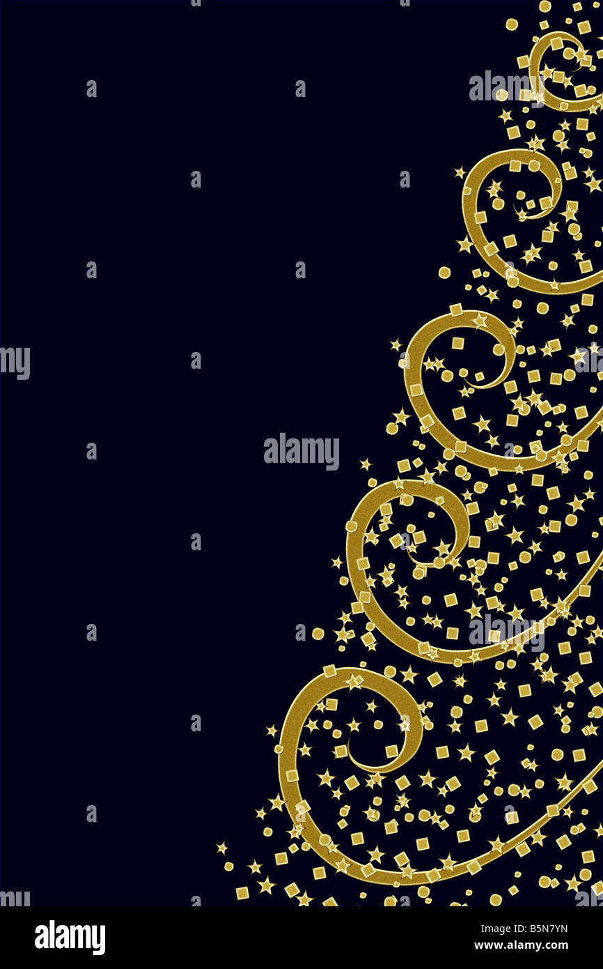 Arrière-plan de l'arbre de Noël d'or stylisé Banque D'Images