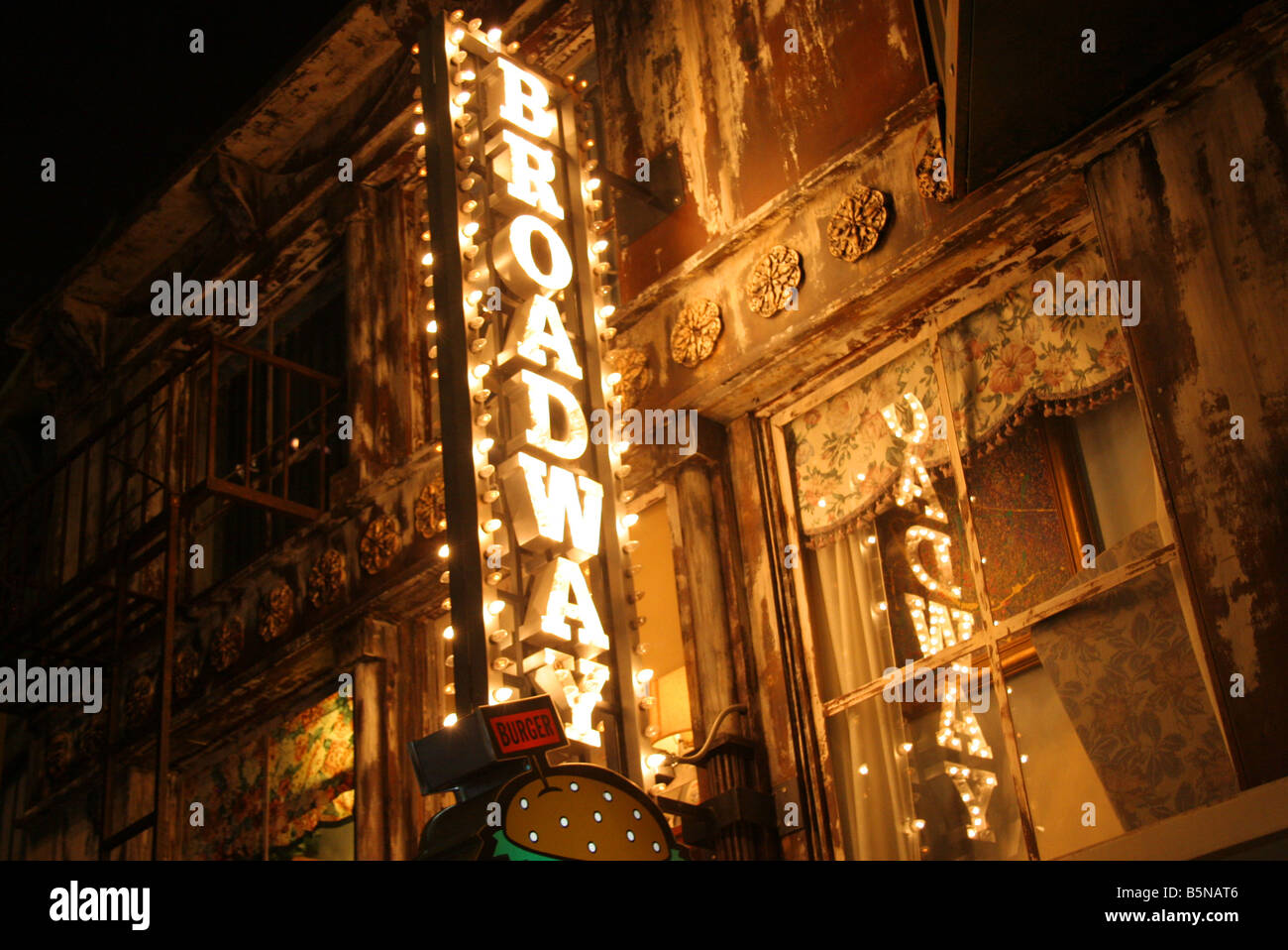 Broadway à l'ancienne Burger restaurant sign au New York New York Hotel and Casino à Las Vegas NEVADA USA Banque D'Images