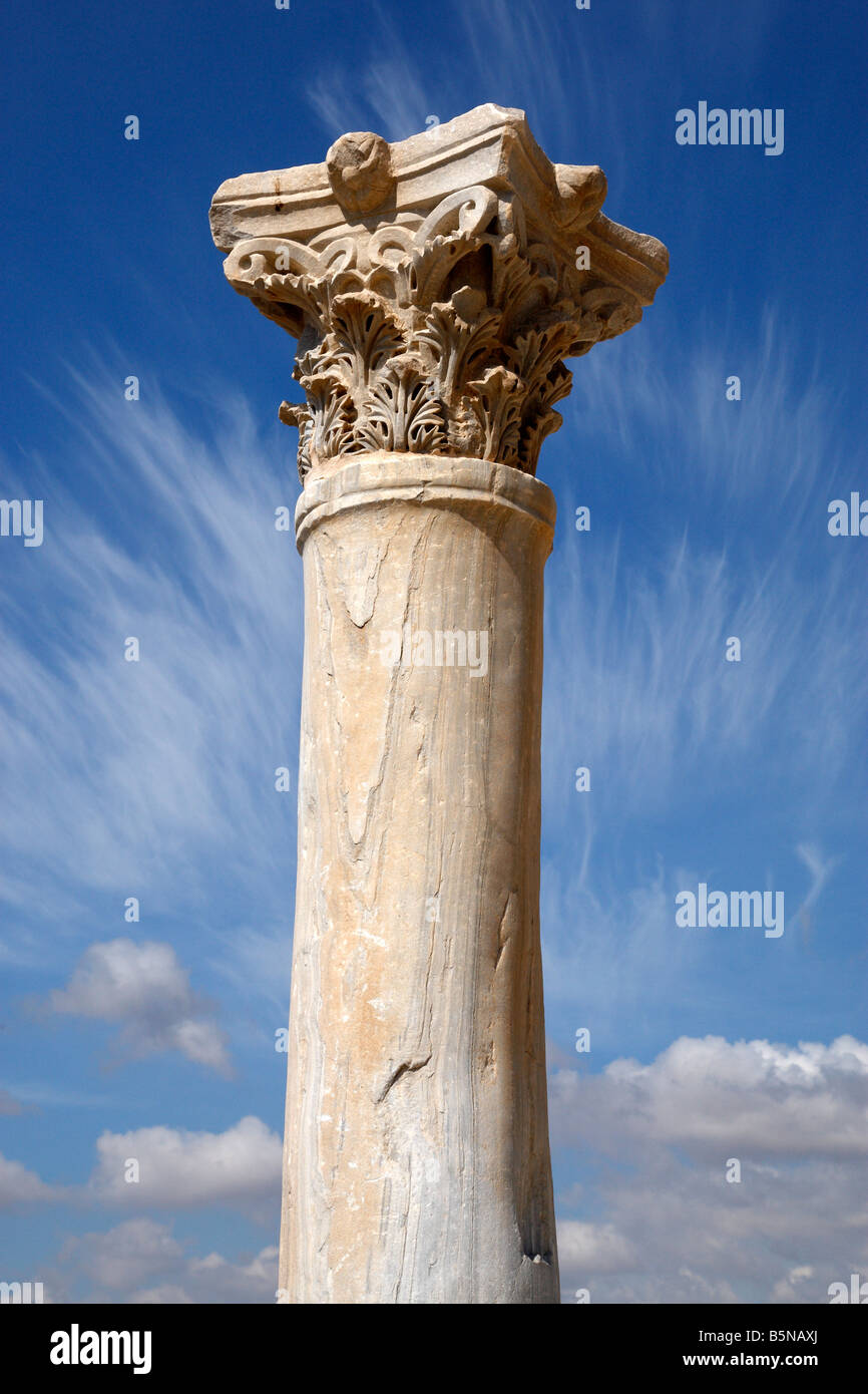 Détail d'une colonne romaine à kourion Méditerranée Chypre Banque D'Images
