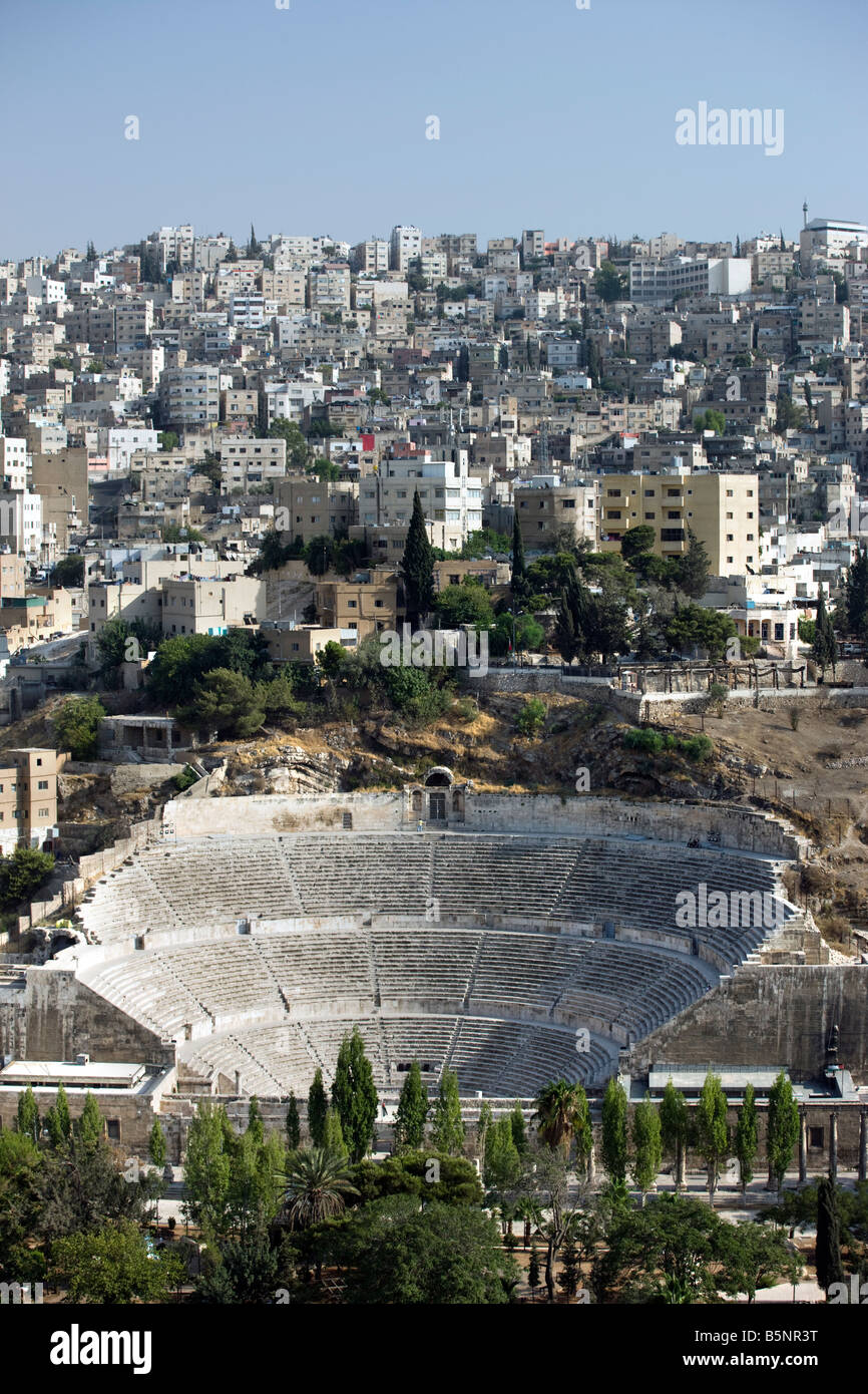 Amphithéâtre romain CENTRE-VILLE D'AMMAN JORDANIE Banque D'Images