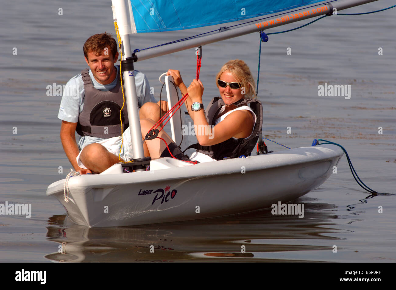 Les champions olympiques Nick Dempsey et Sarah Ayton voile, Grande-Bretagne, Royaume-Uni Banque D'Images