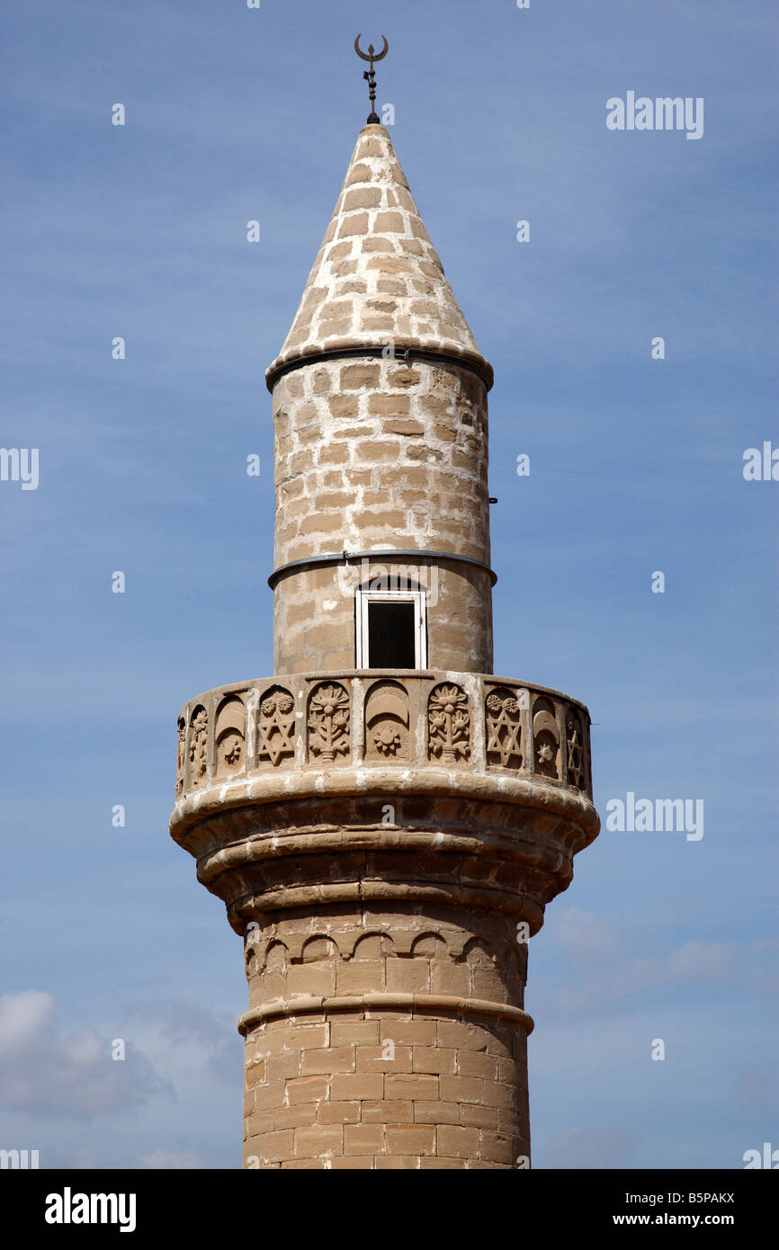 Haut du minaret mosquée kalavassos Méditerranée Chypre Banque D'Images