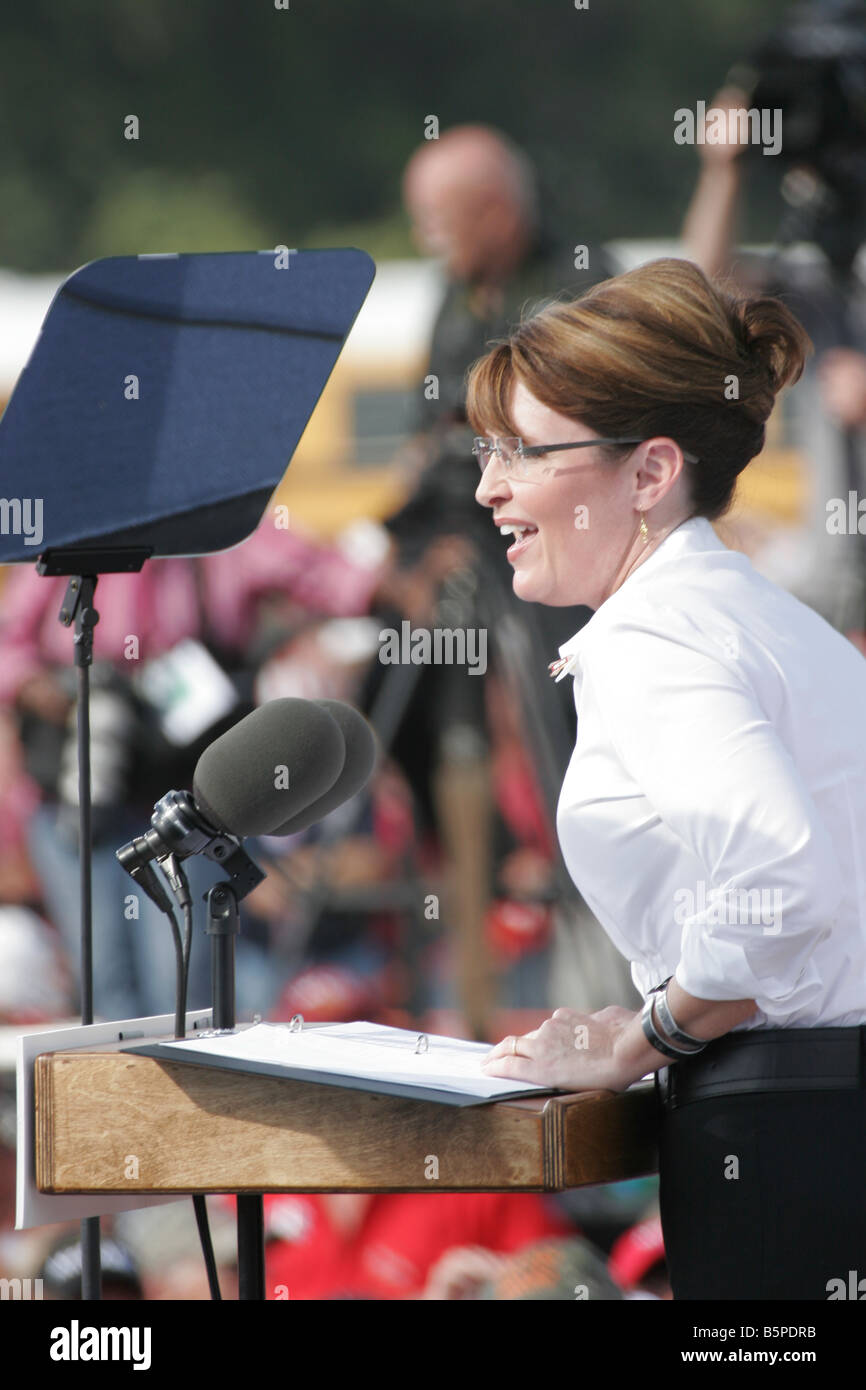 Sarah Palin s'exprimant lors de rassemblement en Virginie Banque D'Images