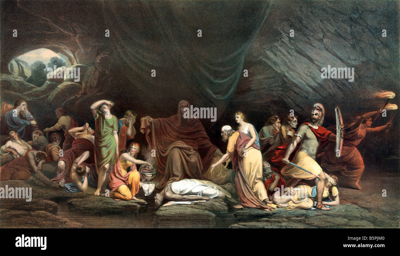 La cour de la mort basée sur la peinture de Rembrandt peale. Banque D'Images