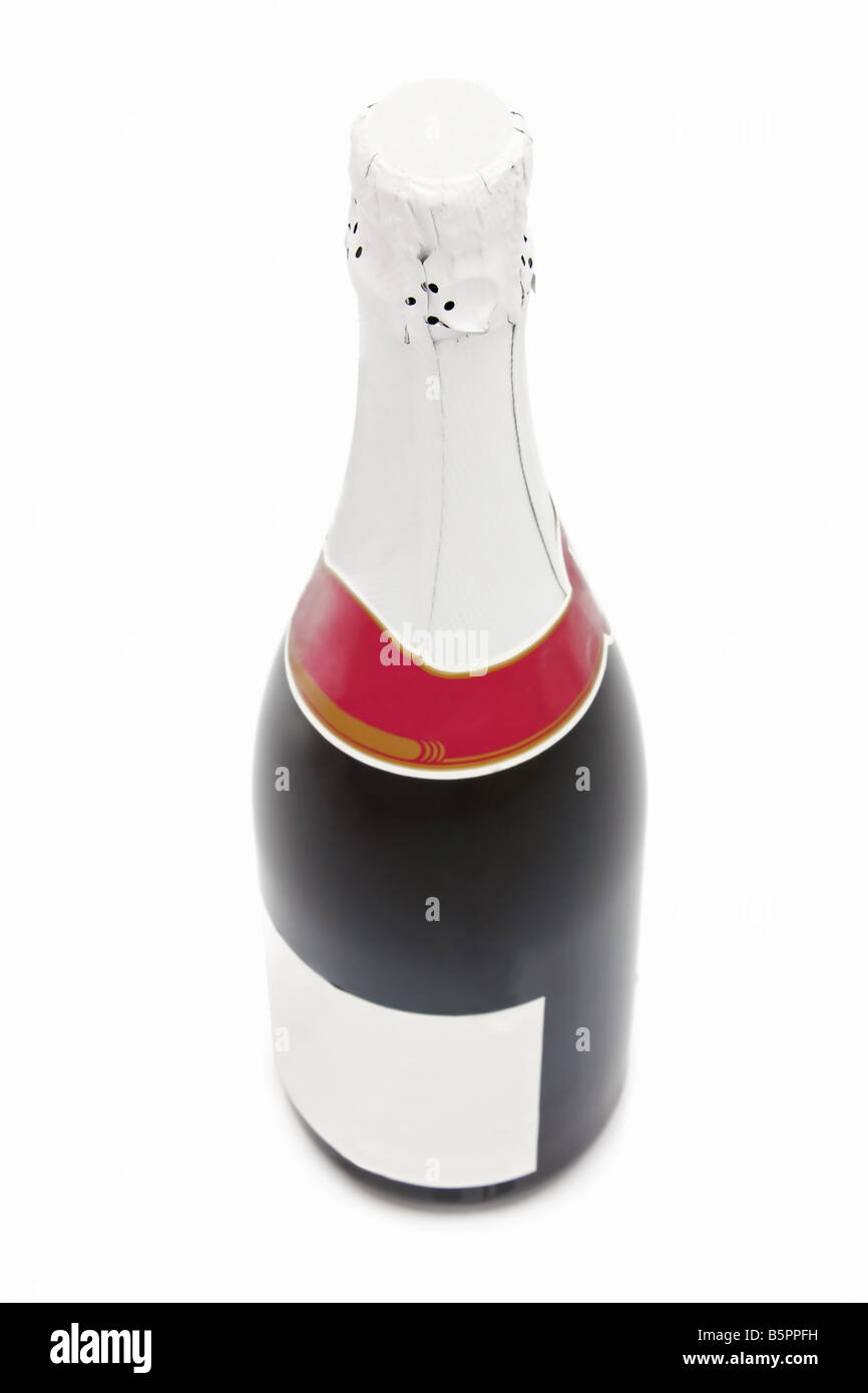 Bouteille de champagne isolé sur fond blanc Banque D'Images