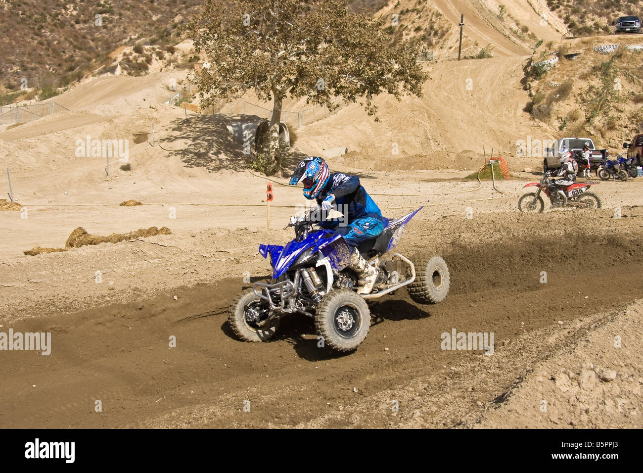 Rider Quad racing à Glen Helen Devore circuit Californie Banque D'Images Rider Quad racing à Glen Helen Devore circuit Californie Banque D'Images