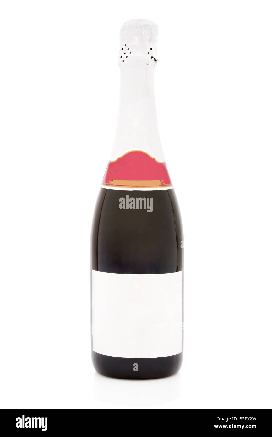Bouteille de champagne isolé sur fond blanc Banque D'Images
