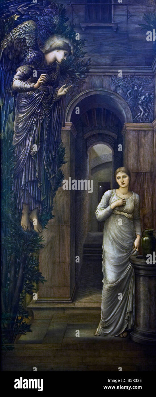 1876 Annonciation peinte par Edward Coley Burne-Jones Dame intérieur Galerie Levier Port Sunlight Village modèle Péninsule de Wirral Banque D'Images