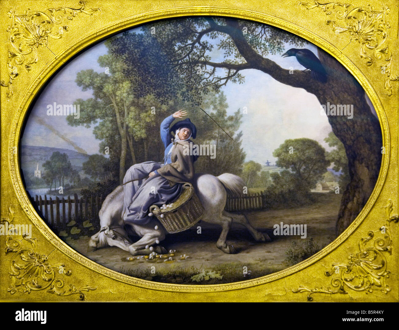 "Femme de l'agriculteur et la Raven' peint par George Stubbs 1782 dans l'intérieur de la dame dans la galerie levier Port Sunlight Banque D'Images