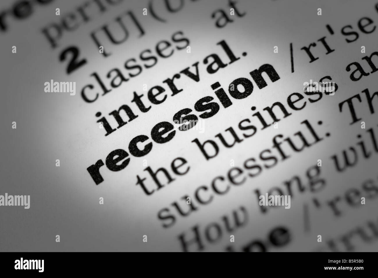 Définition de la récession Banque D'Images