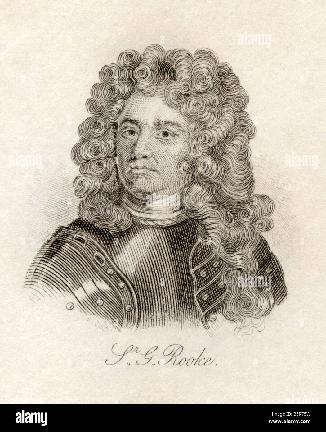 Sir George Rooke, 1650 - 1709. Commandant naval anglais et amiral. Extrait du livre Crabb's Historical Dictionary, publié en 1825. Banque D'Images