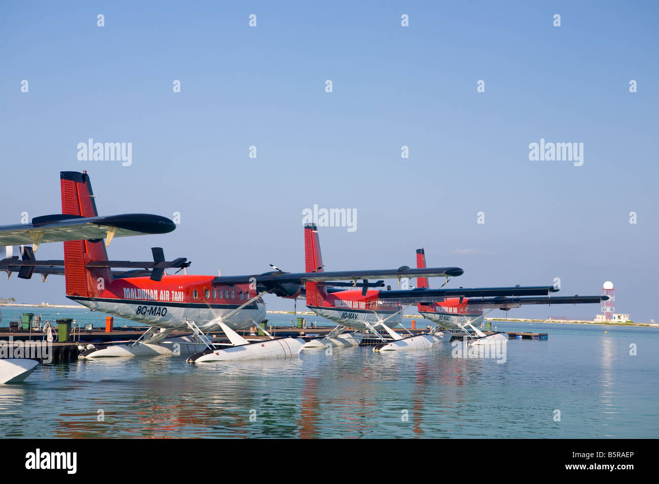 La ligne de vol de Maldivian Air Taxi Banque D'Images