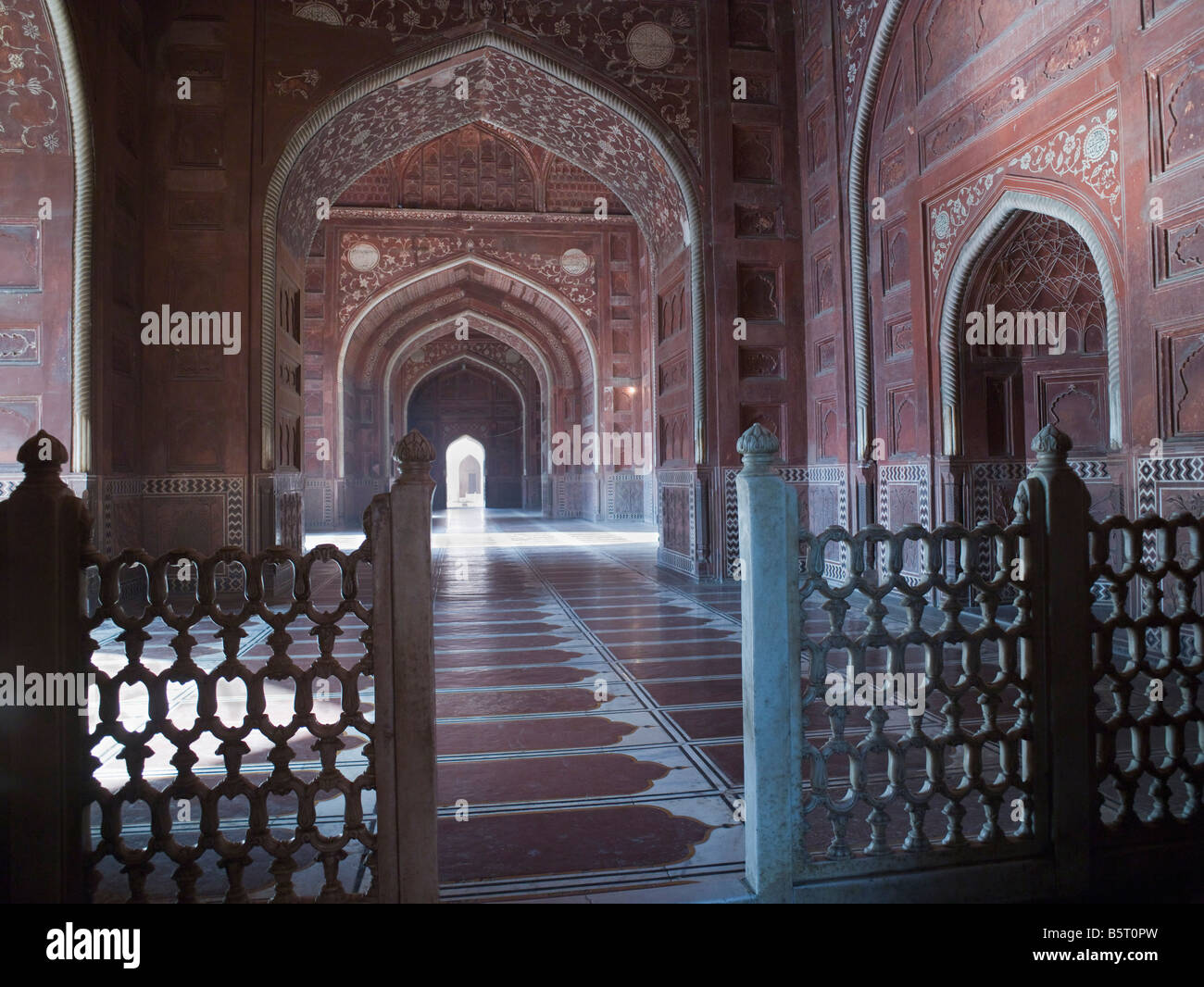 L'intérieur de la mosquée du Taj Mahal Banque D'Images