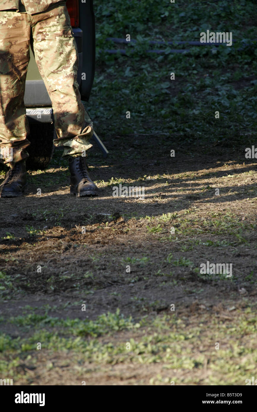 Un soldat de l'armée journée portes ouvertes à l'activité publique en Italie Banque D'Images