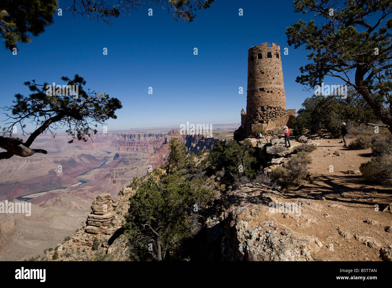 Grand Canyon South Rim Dersert View Watchtower Arizona Banque D'Images
