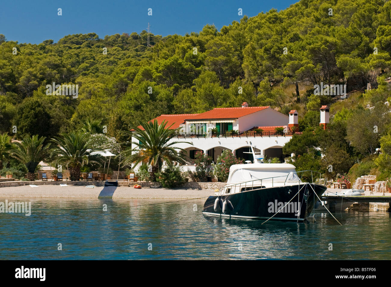 Maison d'été de luxe dans l'île de Hvar, Croatie Banque D'Images