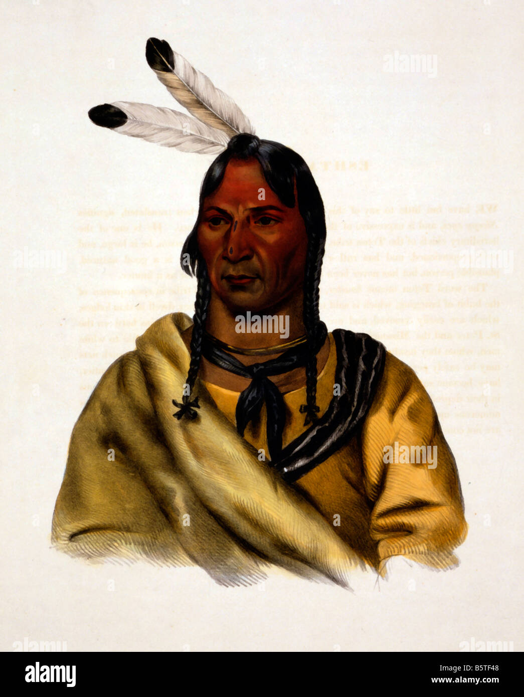 Ishtakhaba, un chef sioux. Indiens d'Amérique du Nord:1830-1840 Banque D'Images