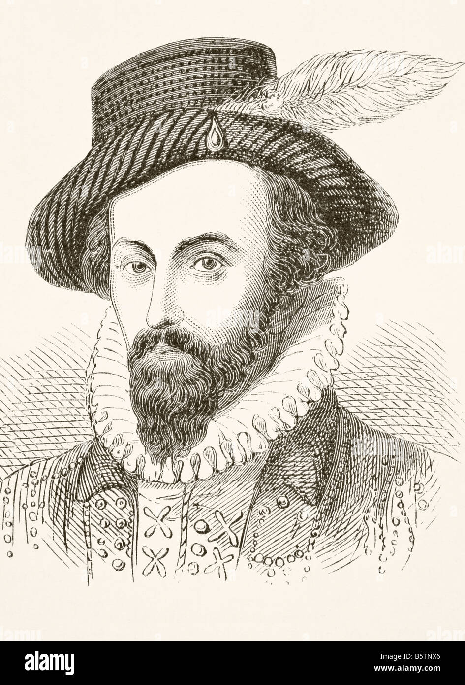 Sir Walter Raleigh, c. 1554 - 1618. Homme d'État, soldat, aventurier et écrivain anglais. Banque D'Images
