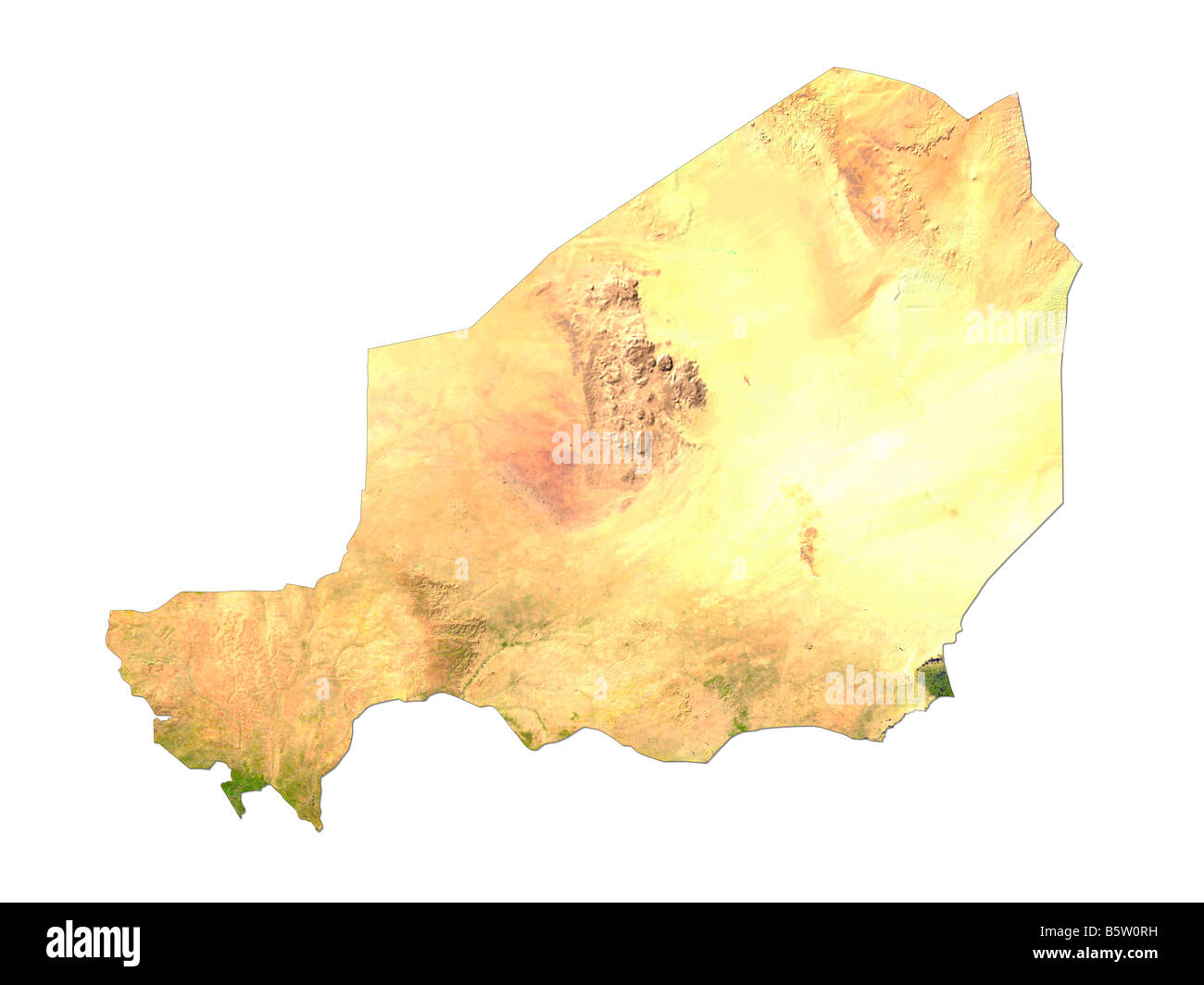 Image satellite de Niger isolé sur fond blanc Banque D'Images
