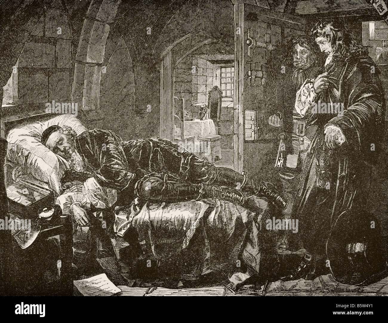 Archibald Campbell, 9th comte d'Argyll, c.1629 - 1685. Soldat et pair écossais. Vu ici endormi en prison la nuit avant son exécution. Banque D'Images