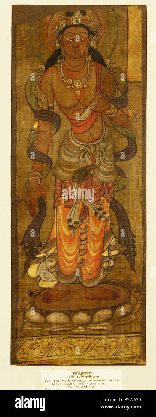Bannière de soie Avalokitesvara. Repeint. Tun huang. 7-8ème siècle. Musée national de New Delhi Inde 64,4 x 48 cm Banque D'Images