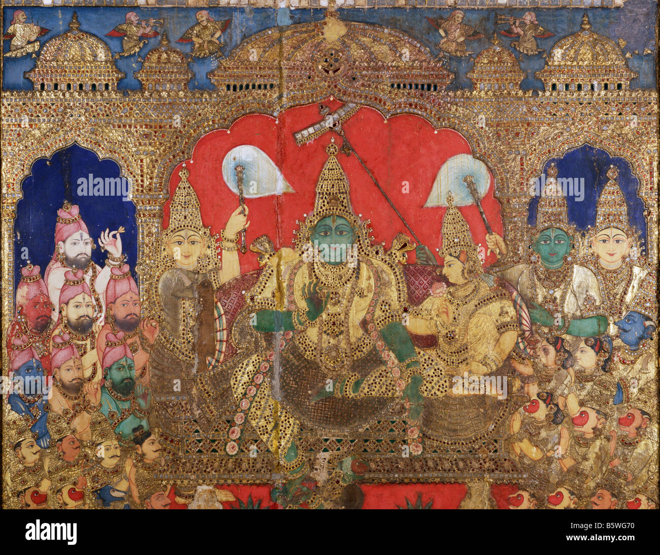 Paradis de Bhaisajyaguru banner soie tung Huang 10ème siècle. Du Musée National de New Delhi en Inde. Banque D'Images