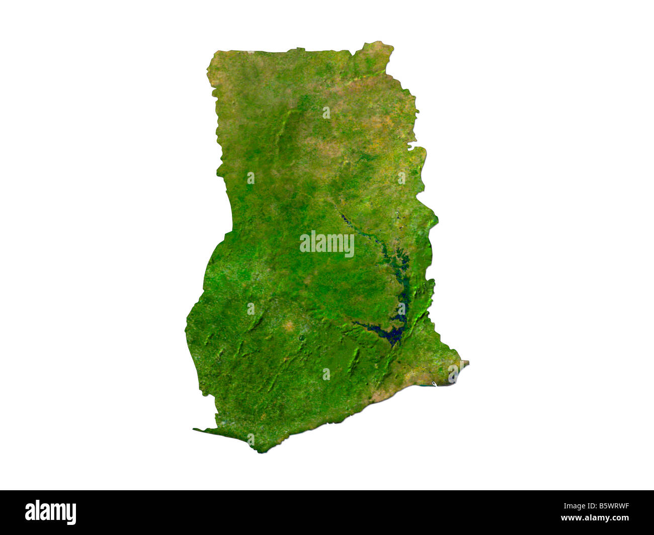 Image satellite de Ghana isolé sur fond blanc Banque D'Images