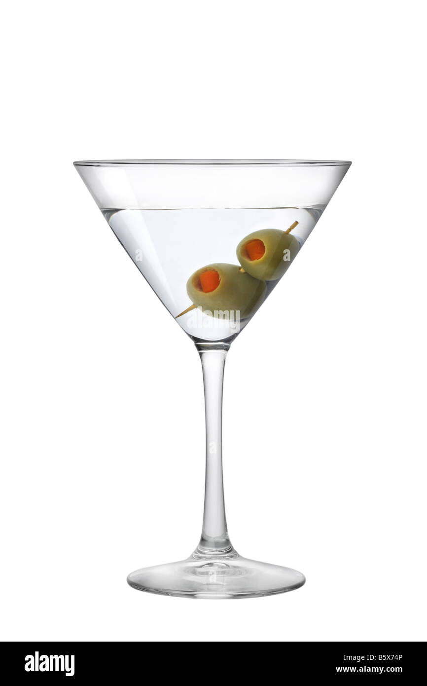 Découpe de verre à martini isolé sur fond blanc Banque D'Images