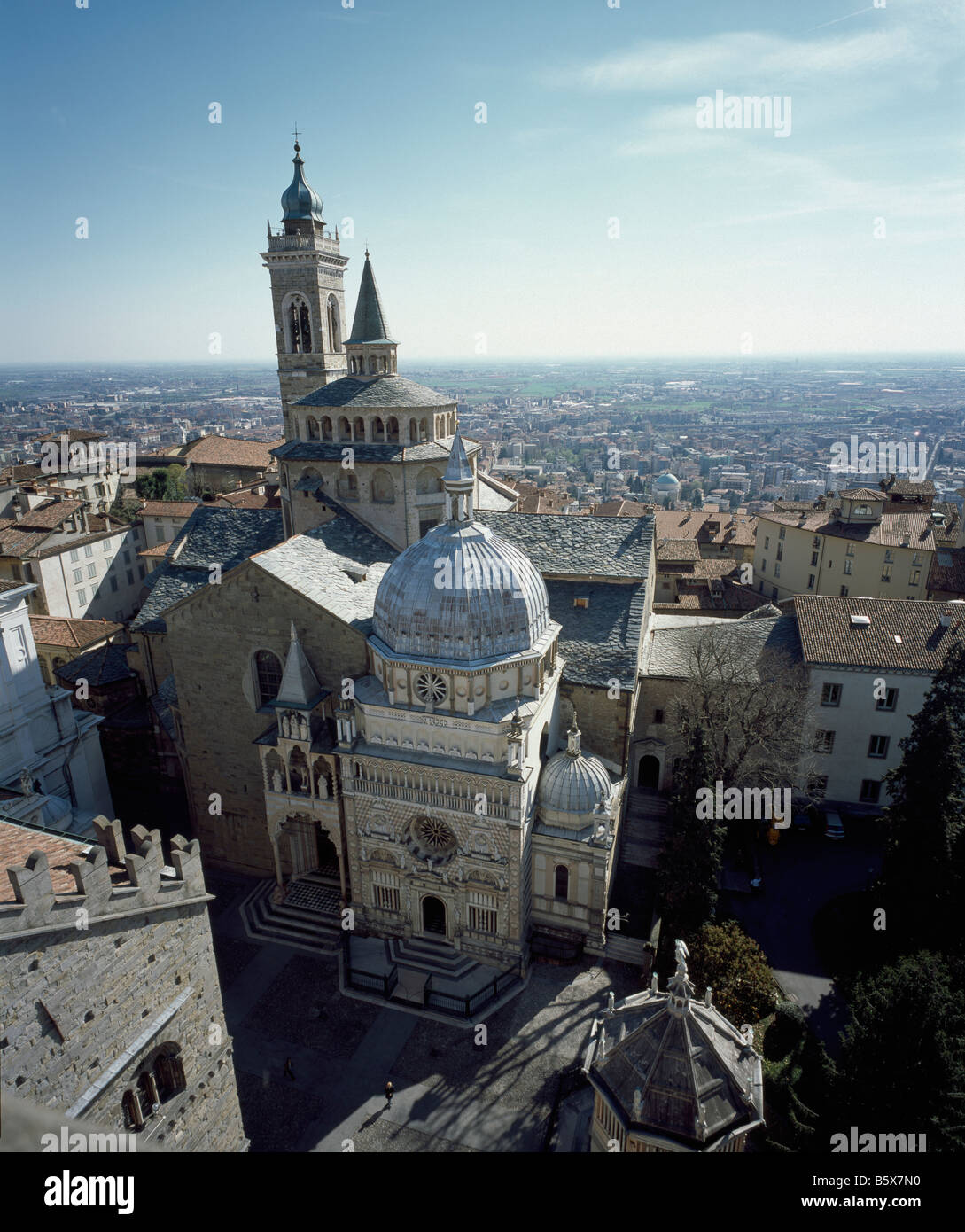 Santa Maria Maggiore de Bergame à partir de ci-dessus Banque D'Images