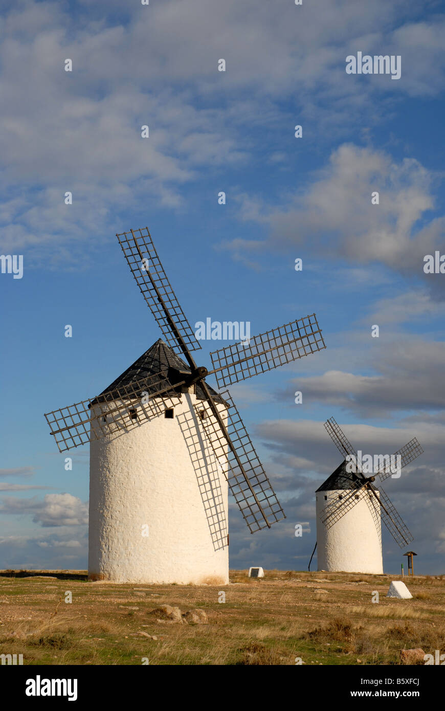 Les moulins à vent, Campo de Criptana, province de Ciudad Real, Castille-La-Manche, Espagne Banque D'Images