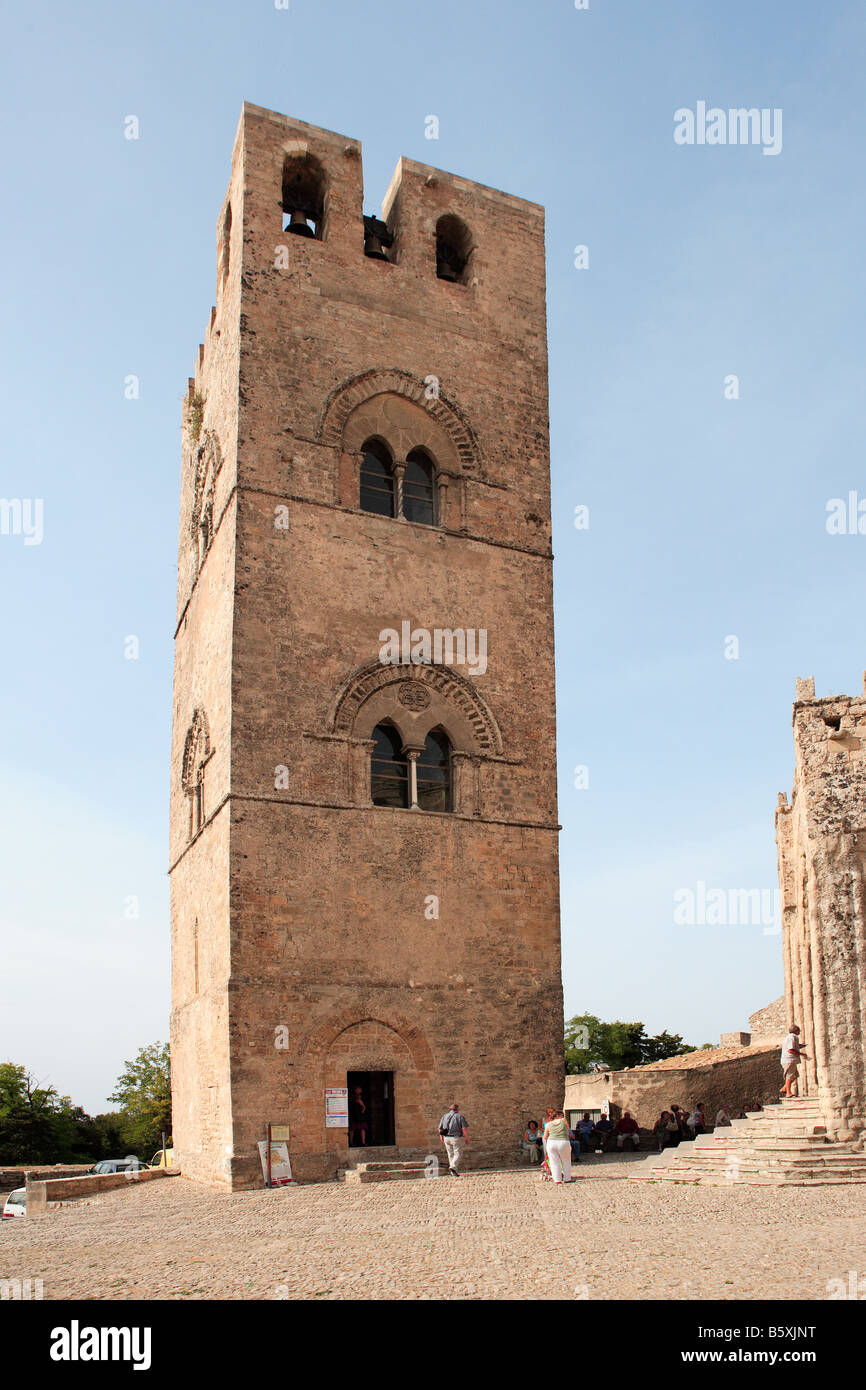 Le Campanile de la Chiesa Matrice, Erice, Sicile Banque D'Images