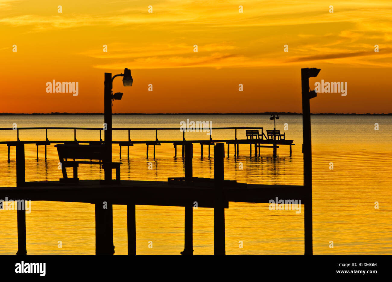 Coucher de soleil , Bay, Texas. Copano Banque D'Images