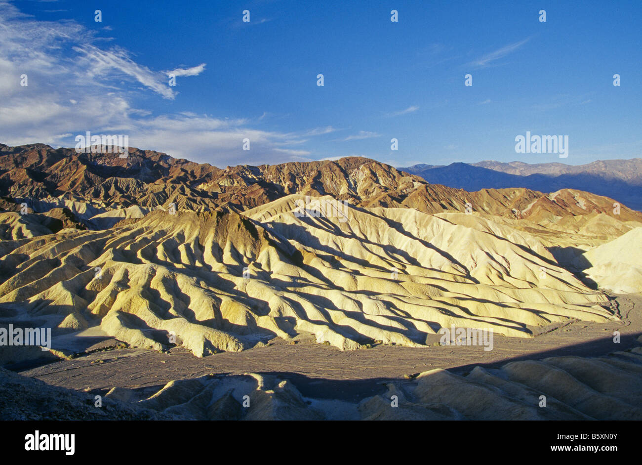 Une vue de l'effet de l'érosion, la boue et le sable terrain de la Death Valley National Park, en Californie. Banque D'Images