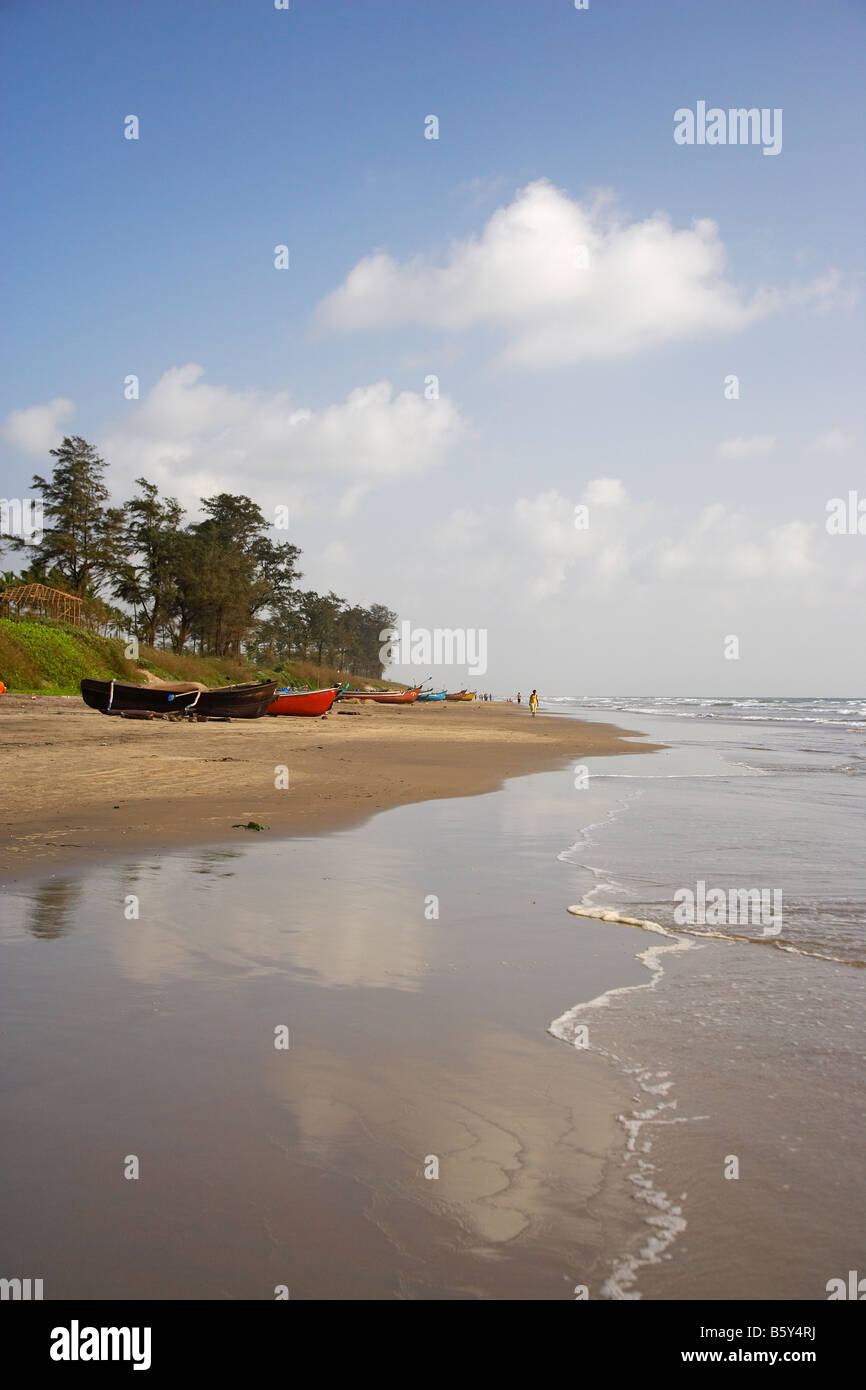 Bateau de pêche traditionnel, de Goa Arambol Beach, Goa, Inde Banque D'Images