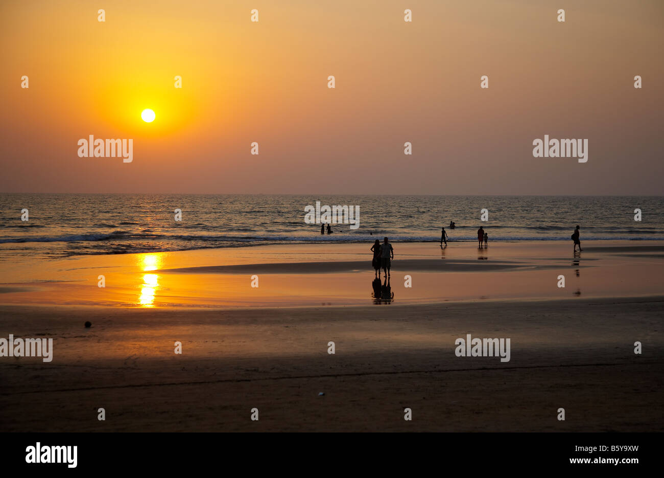 Coucher du soleil à Arambol Beach, Goa, Inde Banque D'Images