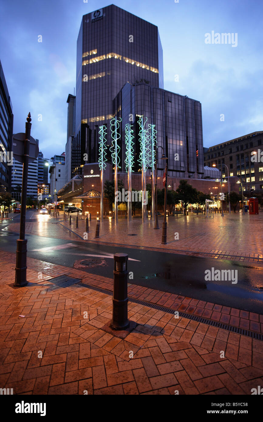 Douanes moderne Sculpture Néon Quay Wellington New Zealand Banque D'Images