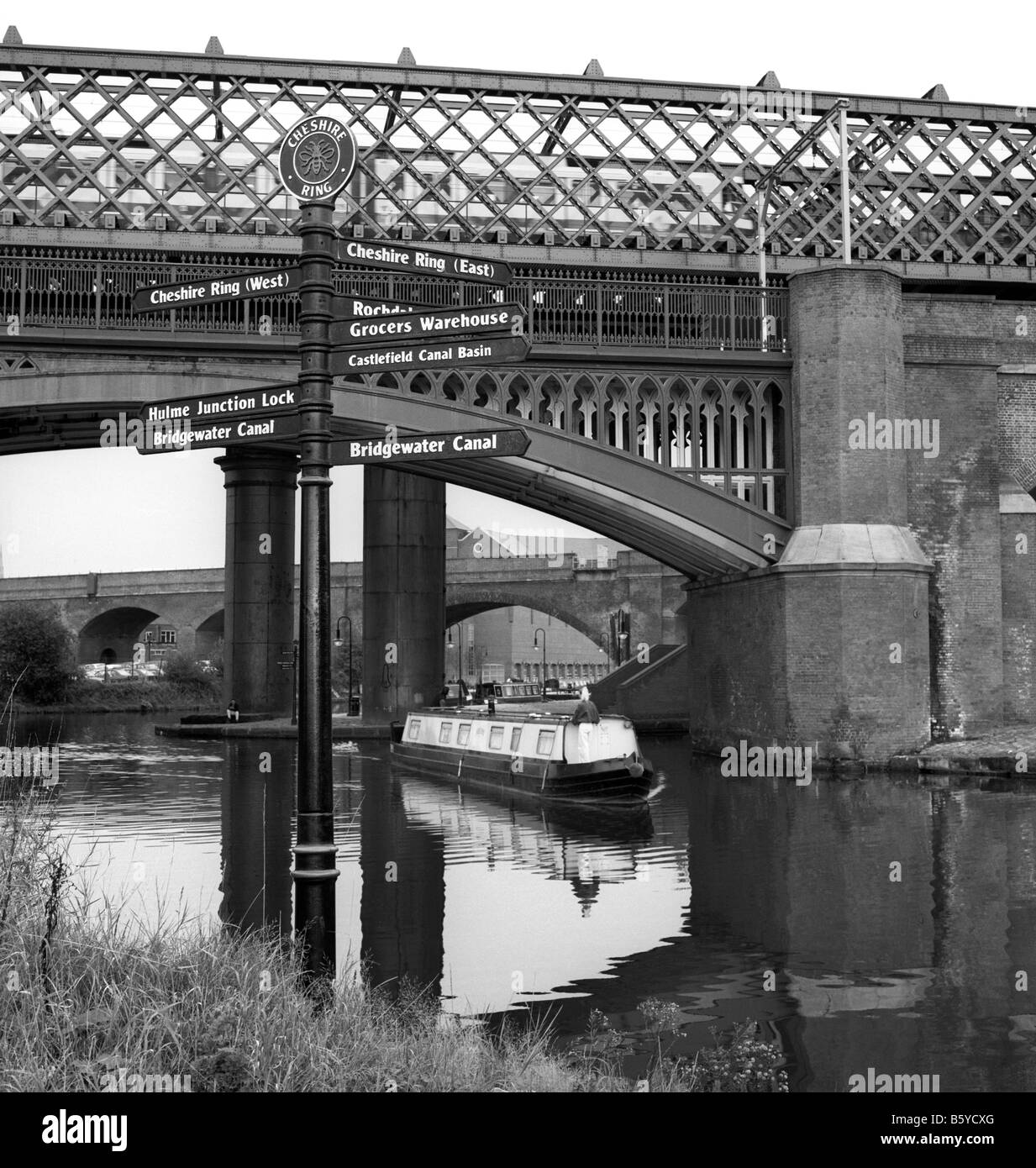 UK Angleterre Manchester Castlefield informations touristiques à côté de Canal de Bridgewater Banque D'Images