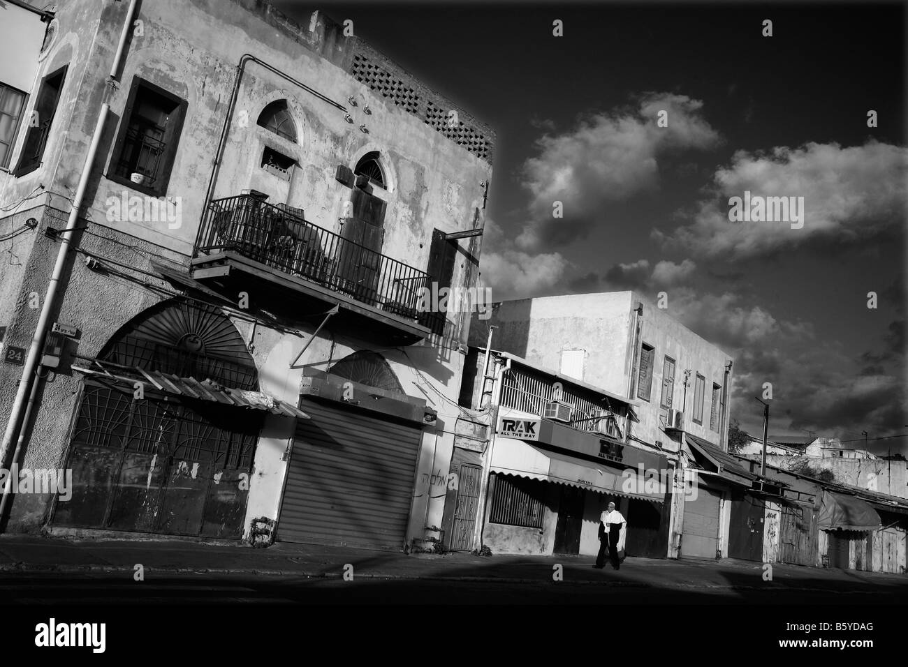 Israël Tel Aviv ancien bâtiment de style éclectique délabré Banque D'Images