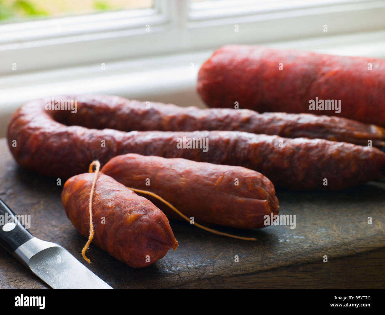 Sélection de saucisses Espagnoles Banque D'Images