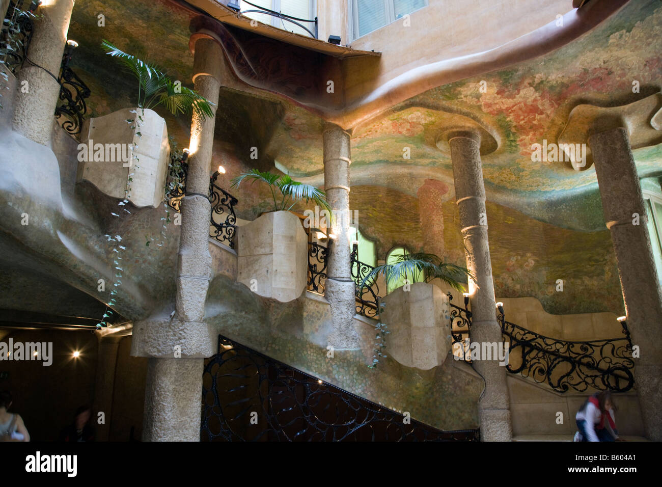 La Casa Mila, Barcelone, Espagne, Europe, patrimoine mondial, escalier, marches menant à l'étage Banque D'Images