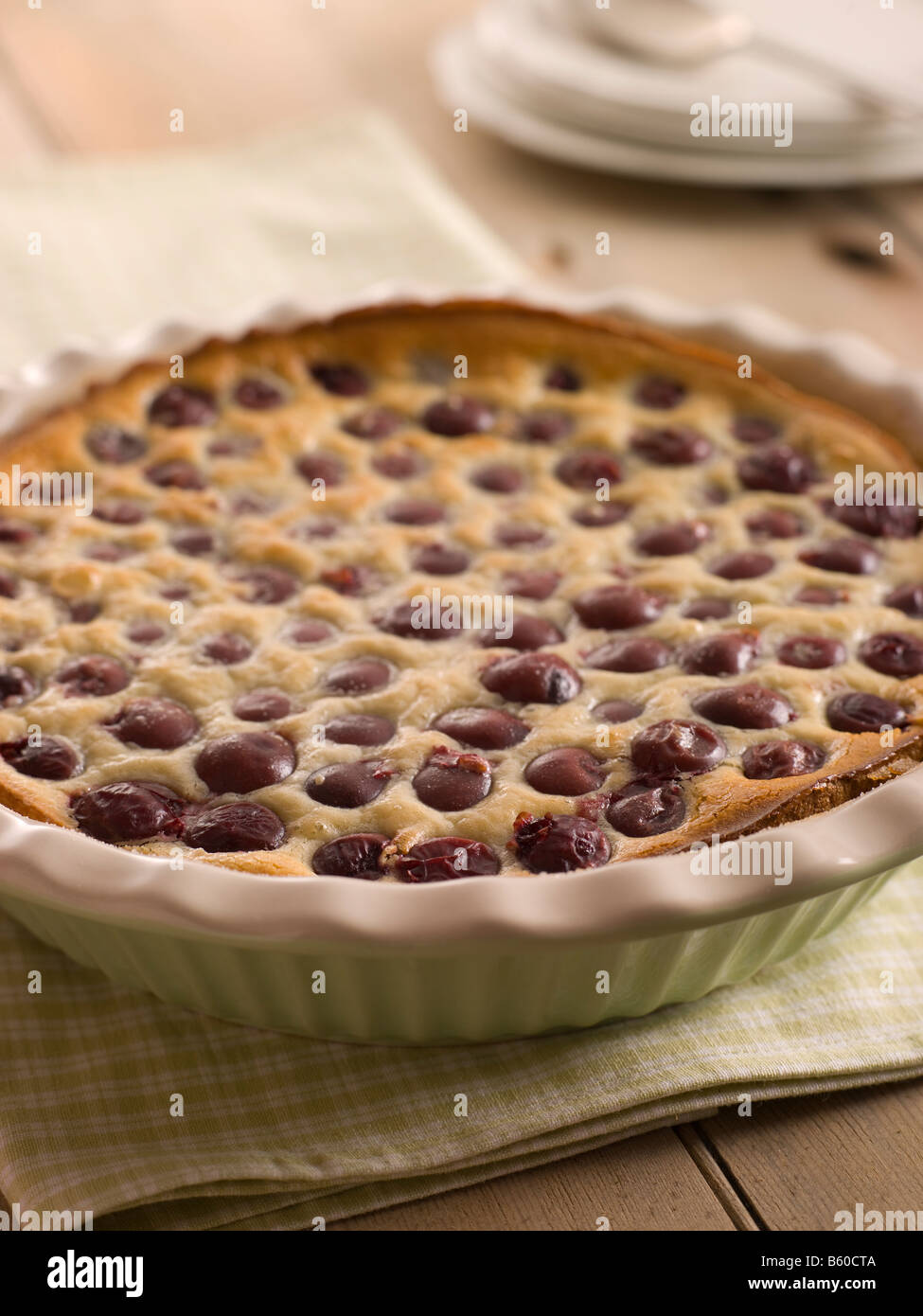 Clafoutis aux cerises noires Banque D'Images