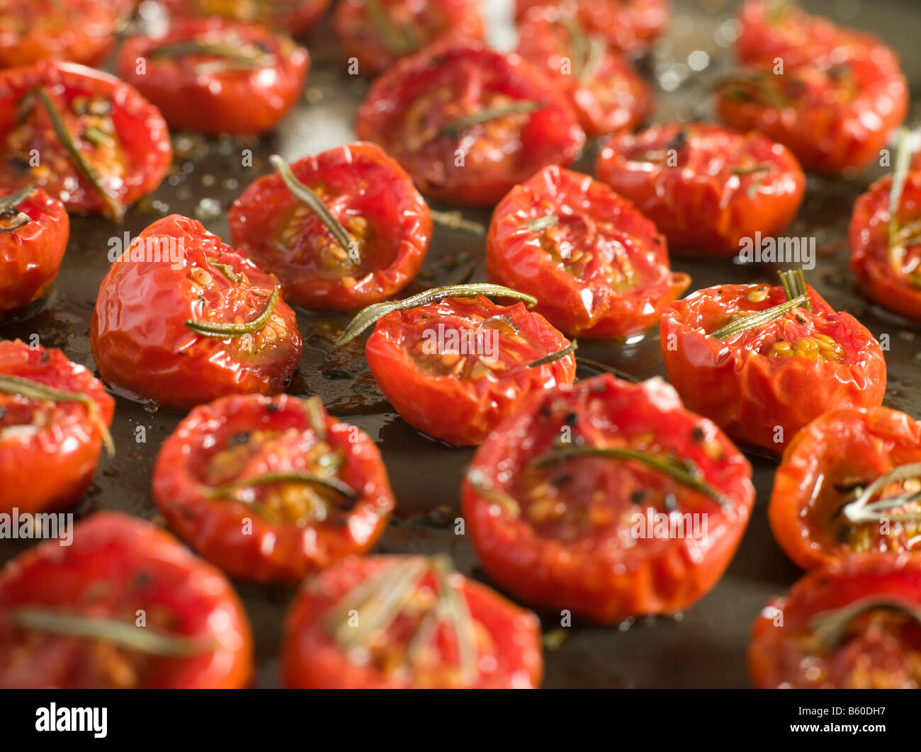 Plateau de four tomates séchées Banque D'Images