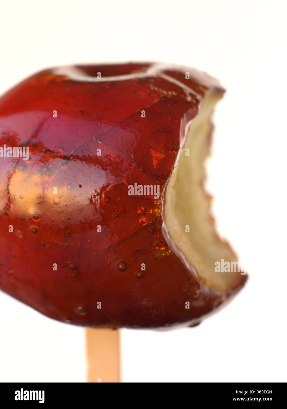 Toffee Apple avec une morsure prises Banque D'Images