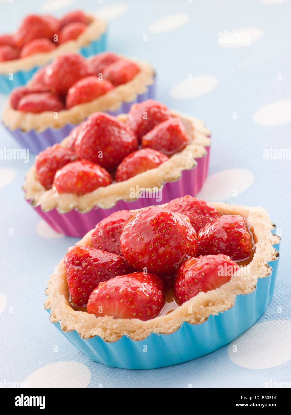 Tartes à la crème aux fraises Banque D'Images