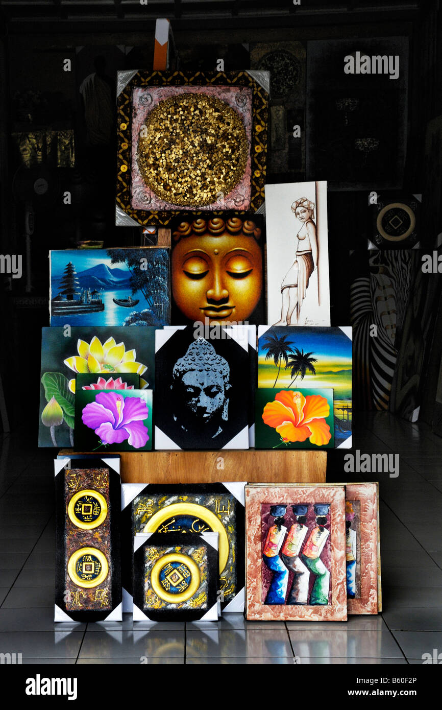 Photo galerie dans la rue Monkey Forest, Ubud, Bali, Indonésie, Asie du sud-est Banque D'Images