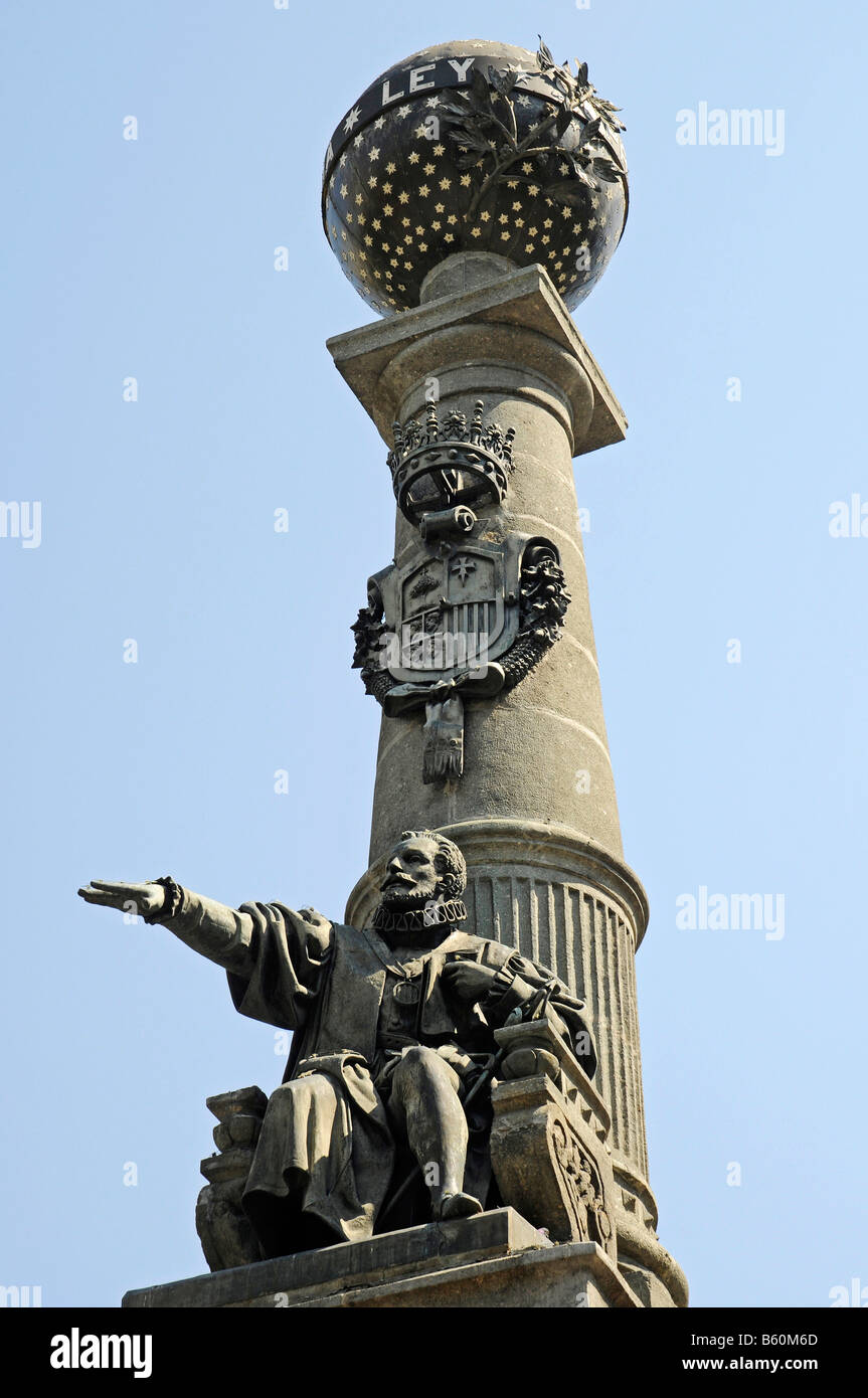 Monument à la compétence, la justice, l'arbitre Juan V de Lanuza, Plaza de Aragon, Saragosse, Aragon, Espagne, Europe Banque D'Images