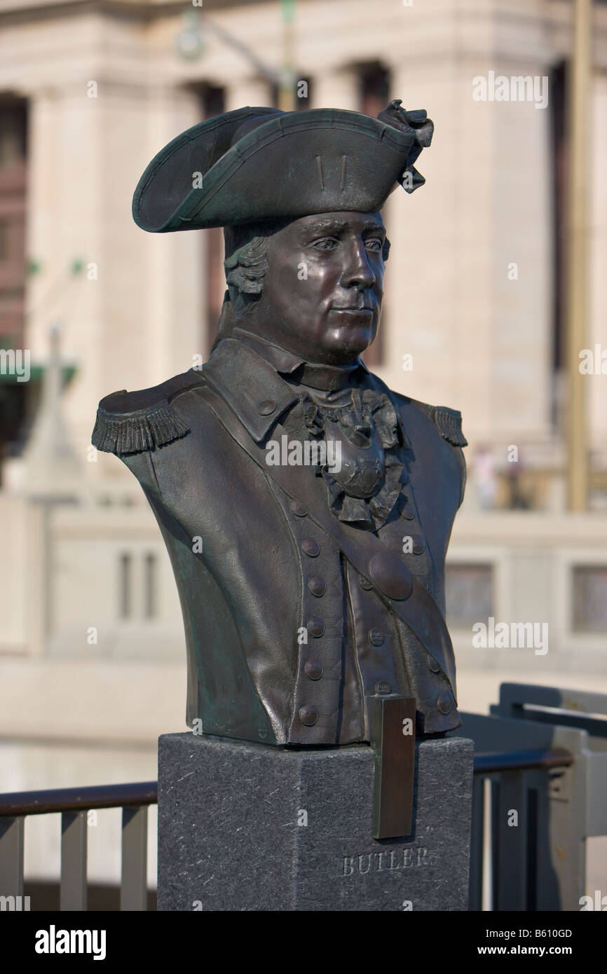 Le Monument aux Valeureux. Statue du Lieutenant-colonel John Butler (RÉVOLUTION AMÉRICAINE 1775-1783) Banque D'Images